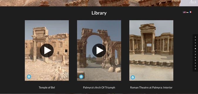 Palmyra’s Temple of Bel, Arch of Triumph, and Roman Theatre provided by the Arc/k Project.